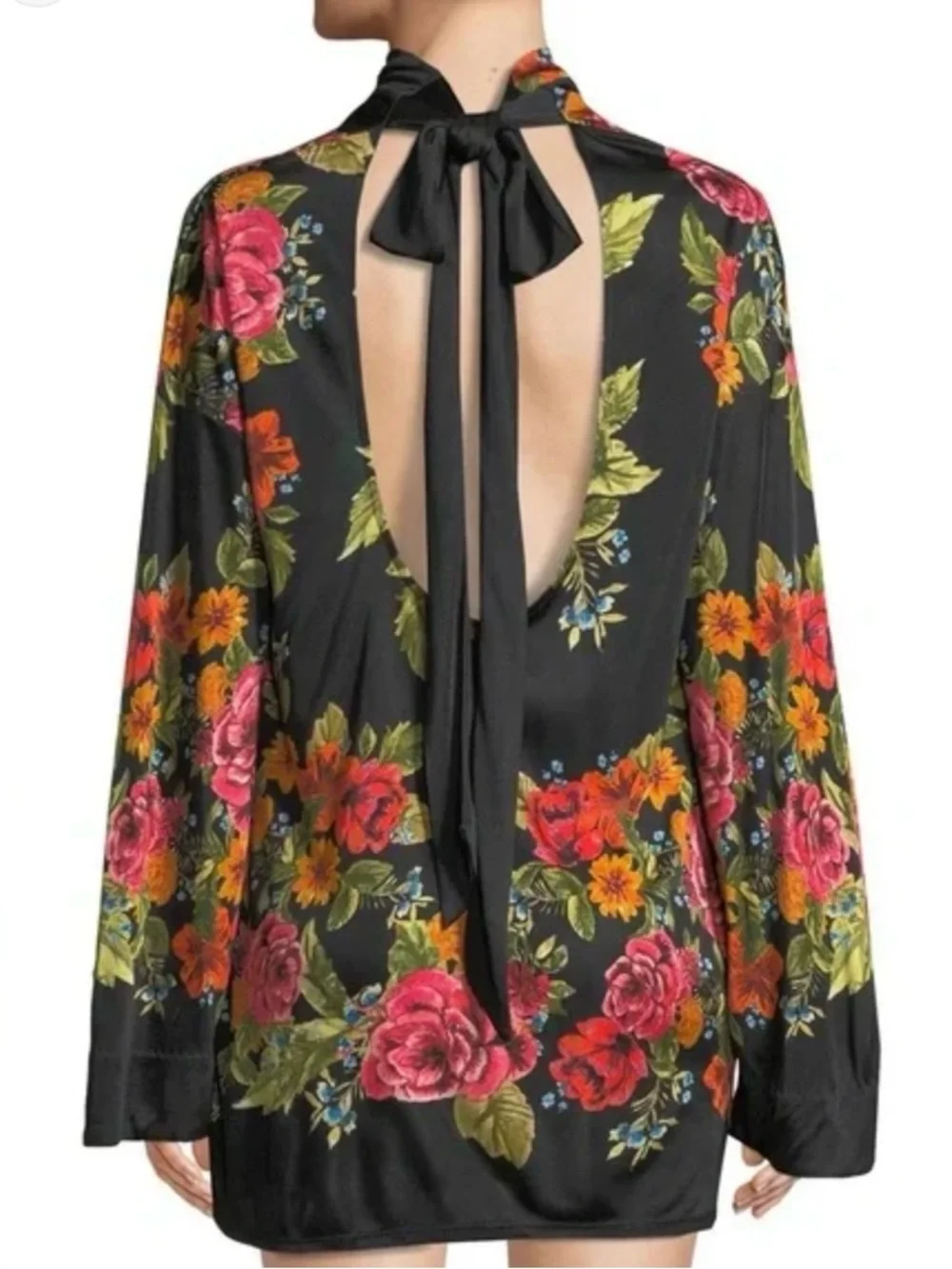 Free People Black Floral Combo Mini Dress - Picture 2 of 5
